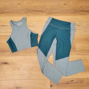 Outdoor Voices x Madewell Athena Crop XS & 3/4 Leggings S in Slate/Emerald